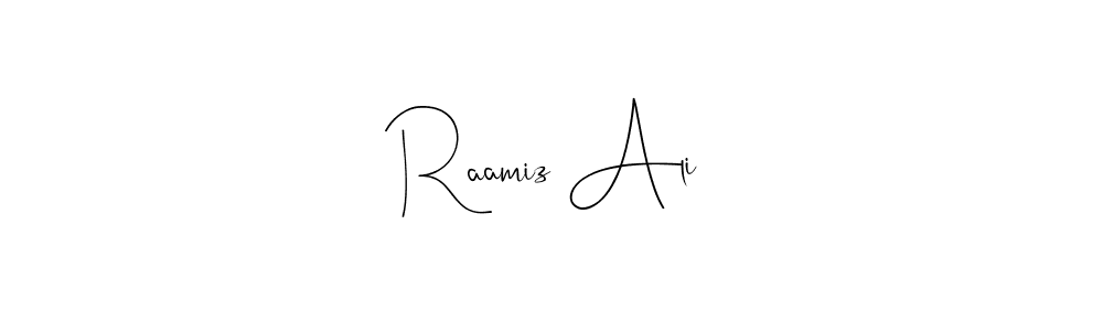 Also You can easily find your signature by using the search form. We will create Raamiz Ali name handwritten signature images for you free of cost using Andilay-7BmLP sign style. Raamiz Ali signature style 4 images and pictures png