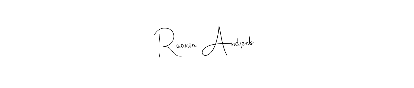 Make a beautiful signature design for name Raania Andleeb. Use this online signature maker to create a handwritten signature for free. Raania Andleeb signature style 4 images and pictures png
