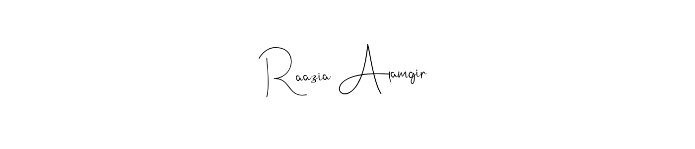 if you are searching for the best signature style for your name Raazia Alamgir. so please give up your signature search. here we have designed multiple signature styles  using Andilay-7BmLP. Raazia Alamgir signature style 4 images and pictures png