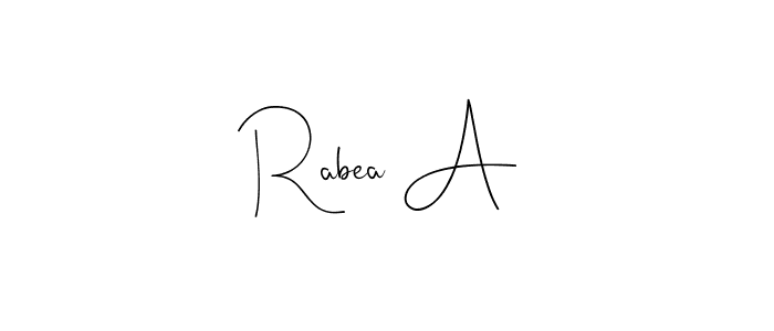 Design your own signature with our free online signature maker. With this signature software, you can create a handwritten (Andilay-7BmLP) signature for name Rabea A. Rabea A signature style 4 images and pictures png