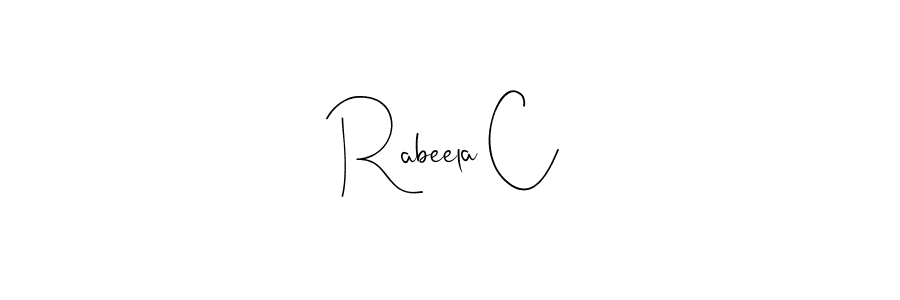 How to make Rabeela C name signature. Use Andilay-7BmLP style for creating short signs online. This is the latest handwritten sign. Rabeela C signature style 4 images and pictures png