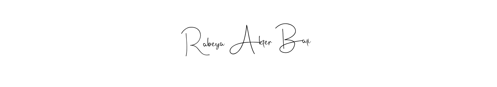 Here are the top 10 professional signature styles for the name Rabeya Akter Bali. These are the best autograph styles you can use for your name. Rabeya Akter Bali signature style 4 images and pictures png