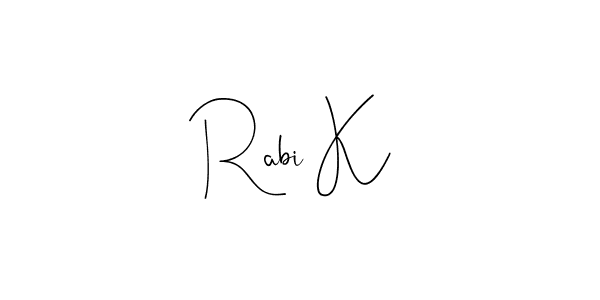 Use a signature maker to create a handwritten signature online. With this signature software, you can design (Andilay-7BmLP) your own signature for name Rabi K. Rabi K signature style 4 images and pictures png