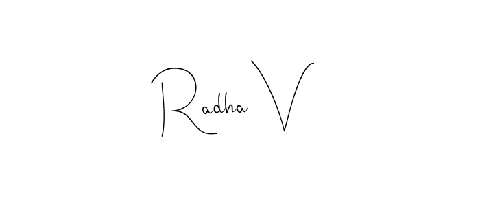 Use a signature maker to create a handwritten signature online. With this signature software, you can design (Andilay-7BmLP) your own signature for name Radha V. Radha V signature style 4 images and pictures png
