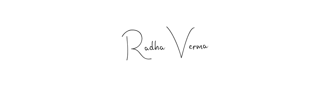 Create a beautiful signature design for name Radha Verma. With this signature (Andilay-7BmLP) fonts, you can make a handwritten signature for free. Radha Verma signature style 4 images and pictures png