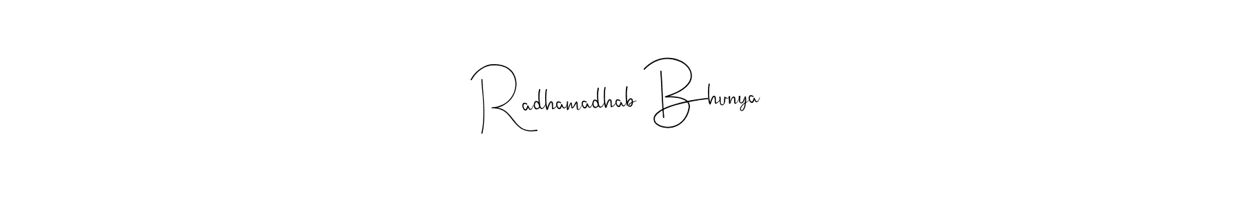 Also we have Radhamadhab Bhunya name is the best signature style. Create professional handwritten signature collection using Andilay-7BmLP autograph style. Radhamadhab Bhunya signature style 4 images and pictures png