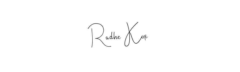 How to make Radhe Koli name signature. Use Andilay-7BmLP style for creating short signs online. This is the latest handwritten sign. Radhe Koli signature style 4 images and pictures png