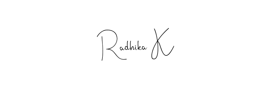 Also You can easily find your signature by using the search form. We will create Radhika K name handwritten signature images for you free of cost using Andilay-7BmLP sign style. Radhika K signature style 4 images and pictures png