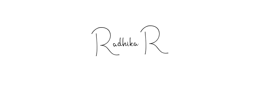 Andilay-7BmLP is a professional signature style that is perfect for those who want to add a touch of class to their signature. It is also a great choice for those who want to make their signature more unique. Get Radhika R name to fancy signature for free. Radhika R signature style 4 images and pictures png