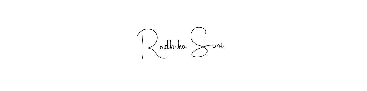 This is the best signature style for the Radhika Soni name. Also you like these signature font (Andilay-7BmLP). Mix name signature. Radhika Soni signature style 4 images and pictures png