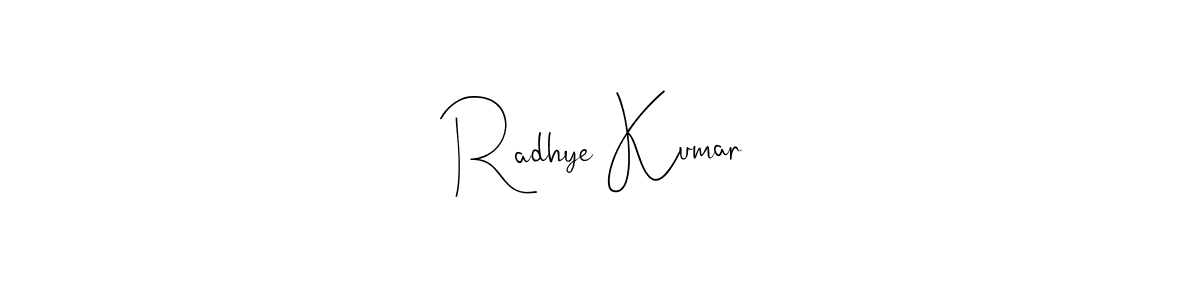 How to make Radhye Kumar name signature. Use Andilay-7BmLP style for creating short signs online. This is the latest handwritten sign. Radhye Kumar signature style 4 images and pictures png