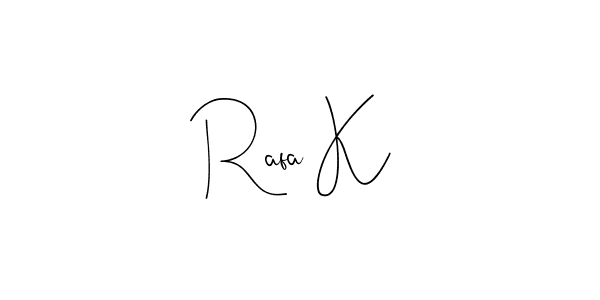 Also You can easily find your signature by using the search form. We will create Rafa K name handwritten signature images for you free of cost using Andilay-7BmLP sign style. Rafa K signature style 4 images and pictures png