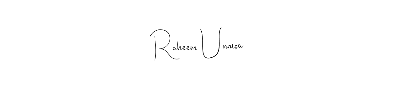 Make a beautiful signature design for name Raheem Unnisa. Use this online signature maker to create a handwritten signature for free. Raheem Unnisa signature style 4 images and pictures png