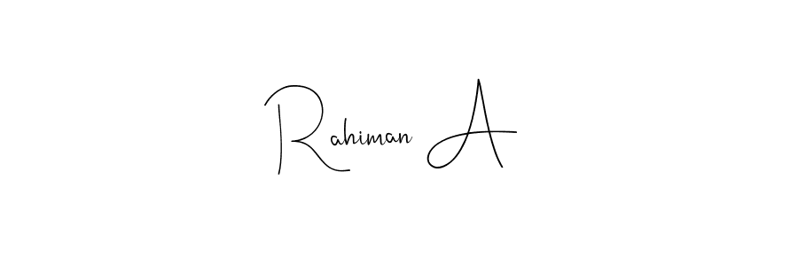 You can use this online signature creator to create a handwritten signature for the name Rahiman A. This is the best online autograph maker. Rahiman A signature style 4 images and pictures png