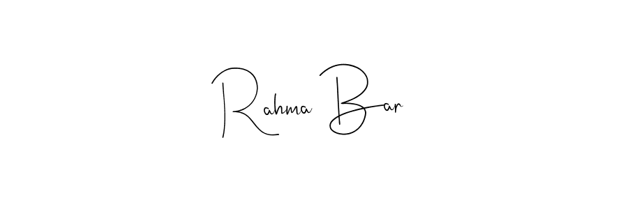 How to make Rahma Bar name signature. Use Andilay-7BmLP style for creating short signs online. This is the latest handwritten sign. Rahma Bar signature style 4 images and pictures png