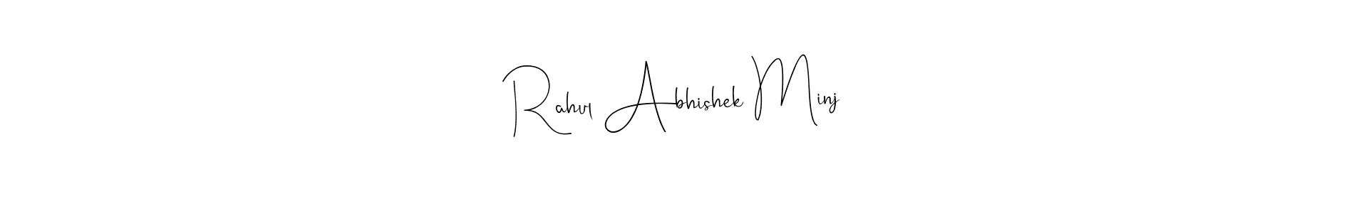 This is the best signature style for the Rahul Abhishek Minj name. Also you like these signature font (Andilay-7BmLP). Mix name signature. Rahul Abhishek Minj signature style 4 images and pictures png