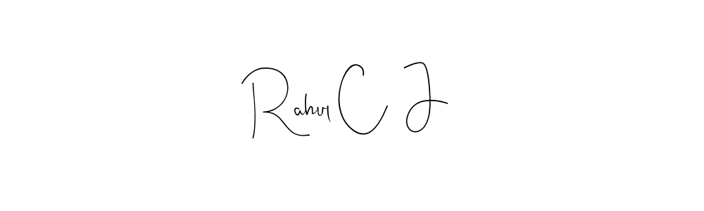 The best way (Andilay-7BmLP) to make a short signature is to pick only two or three words in your name. The name Rahul C  J include a total of six letters. For converting this name. Rahul C  J signature style 4 images and pictures png