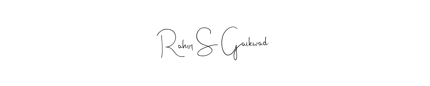 Andilay-7BmLP is a professional signature style that is perfect for those who want to add a touch of class to their signature. It is also a great choice for those who want to make their signature more unique. Get Rahul S Gaikwad name to fancy signature for free. Rahul S Gaikwad signature style 4 images and pictures png