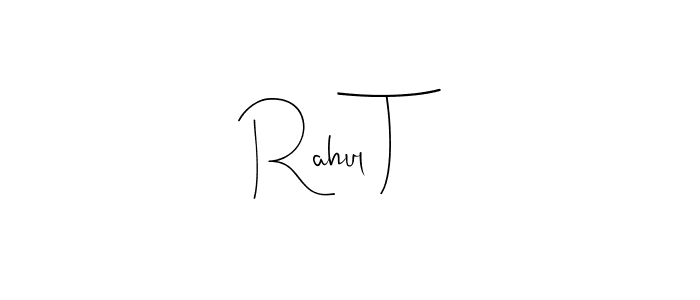 How to make Rahul T name signature. Use Andilay-7BmLP style for creating short signs online. This is the latest handwritten sign. Rahul T signature style 4 images and pictures png