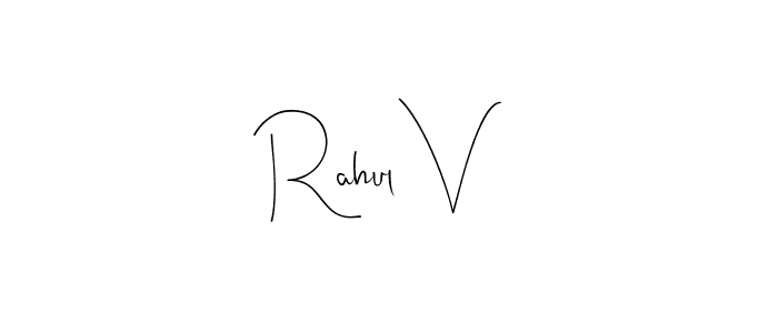 Also You can easily find your signature by using the search form. We will create Rahul V name handwritten signature images for you free of cost using Andilay-7BmLP sign style. Rahul V signature style 4 images and pictures png