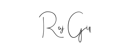 Create a personalized artistic stamp with Raj Gill in Andilay-7BmLP font. Perfect for visual artists, designers, and influencers. Raj Gill signature style 4 images and pictures png