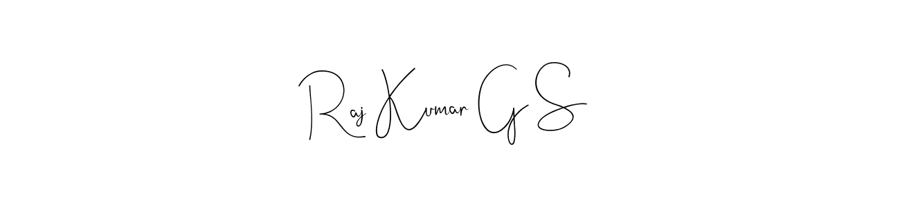 How to make Raj Kumar G S name signature. Use Andilay-7BmLP style for creating short signs online. This is the latest handwritten sign. Raj Kumar G S signature style 4 images and pictures png