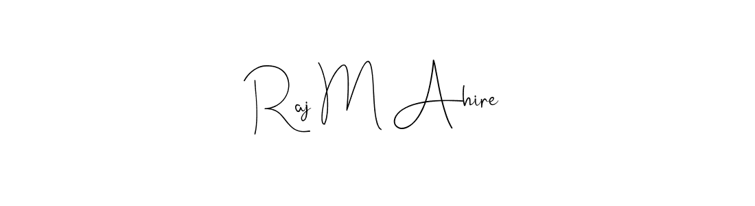 if you are searching for the best signature style for your name Raj M Ahire. so please give up your signature search. here we have designed multiple signature styles  using Andilay-7BmLP. Raj M Ahire signature style 4 images and pictures png