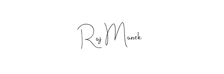 How to make Raj Manek name signature. Use Andilay-7BmLP style for creating short signs online. This is the latest handwritten sign. Raj Manek signature style 4 images and pictures png
