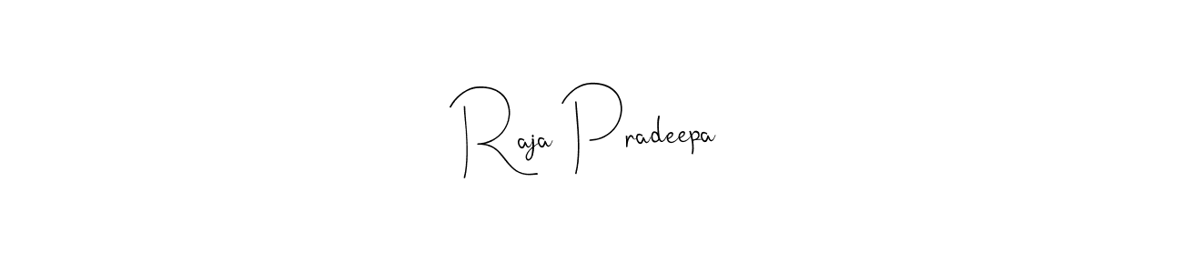 How to make Raja Pradeepa name signature. Use Andilay-7BmLP style for creating short signs online. This is the latest handwritten sign. Raja Pradeepa signature style 4 images and pictures png