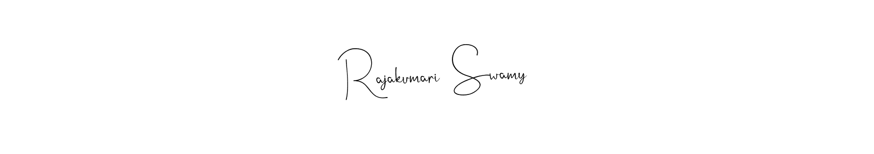 The best way (Andilay-7BmLP) to make a short signature is to pick only two or three words in your name. The name Rajakumari  Swamy include a total of six letters. For converting this name. Rajakumari  Swamy signature style 4 images and pictures png