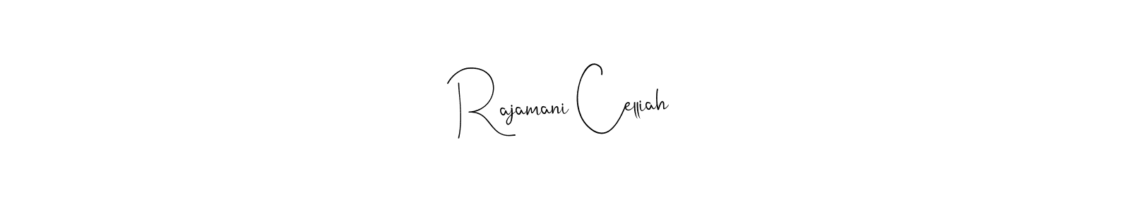 Andilay-7BmLP is a professional signature style that is perfect for those who want to add a touch of class to their signature. It is also a great choice for those who want to make their signature more unique. Get Rajamani Celliah name to fancy signature for free. Rajamani Celliah signature style 4 images and pictures png