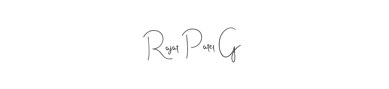 This is the best signature style for the Rajat Patel G name. Also you like these signature font (Andilay-7BmLP). Mix name signature. Rajat Patel G signature style 4 images and pictures png