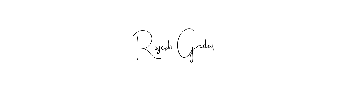 How to make Rajesh Gadal name signature. Use Andilay-7BmLP style for creating short signs online. This is the latest handwritten sign. Rajesh Gadal signature style 4 images and pictures png