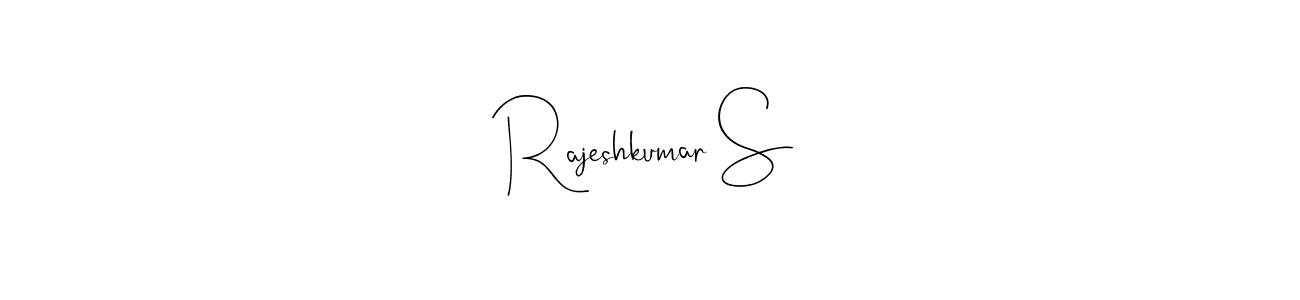 The best way (Andilay-7BmLP) to make a short signature is to pick only two or three words in your name. The name Rajeshkumar S include a total of six letters. For converting this name. Rajeshkumar S signature style 4 images and pictures png