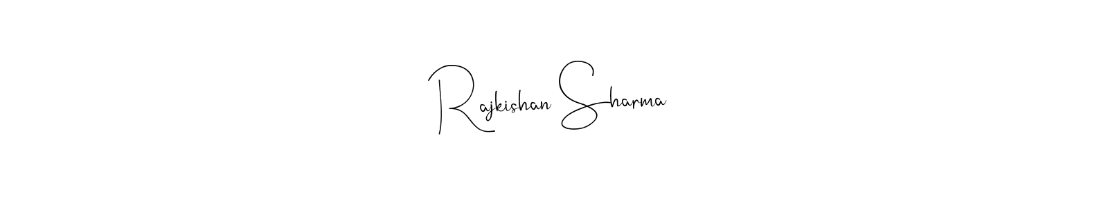 The best way (Andilay-7BmLP) to make a short signature is to pick only two or three words in your name. The name Rajkishan Sharma include a total of six letters. For converting this name. Rajkishan Sharma signature style 4 images and pictures png