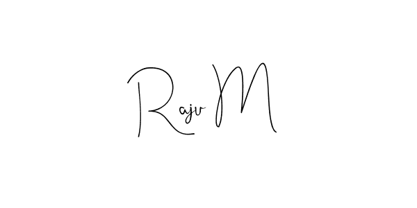 How to make Raju M name signature. Use Andilay-7BmLP style for creating short signs online. This is the latest handwritten sign. Raju M signature style 4 images and pictures png