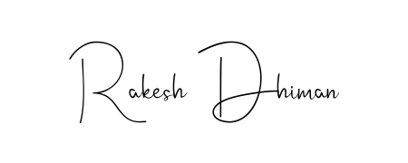 A sleek calligraphic signature for name Rakesh Dhiman utilizing Andilay-7BmLP styling. Great for adding personal signatures to photos and art. Rakesh Dhiman signature style 4 images and pictures png