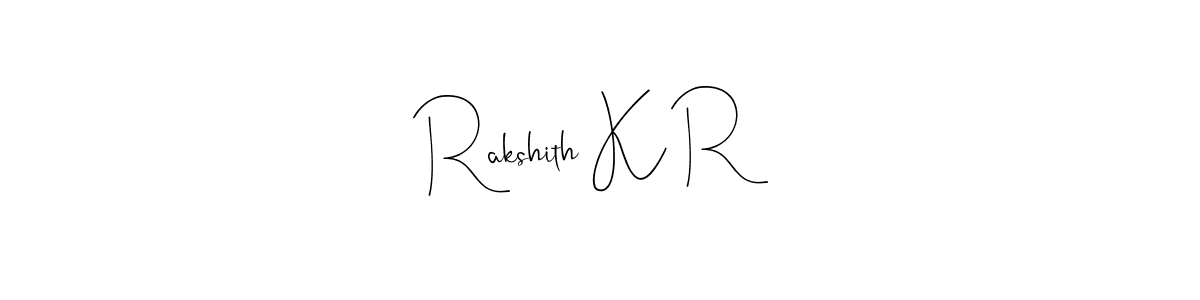 Andilay-7BmLP is a professional signature style that is perfect for those who want to add a touch of class to their signature. It is also a great choice for those who want to make their signature more unique. Get Rakshith K R name to fancy signature for free. Rakshith K R signature style 4 images and pictures png