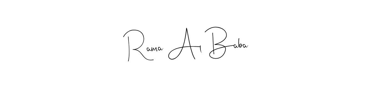 How to make Rama Al Baba name signature. Use Andilay-7BmLP style for creating short signs online. This is the latest handwritten sign. Rama Al Baba signature style 4 images and pictures png