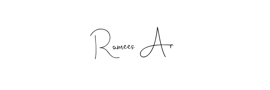 How to make Ramees Ar name signature. Use Andilay-7BmLP style for creating short signs online. This is the latest handwritten sign. Ramees Ar signature style 4 images and pictures png