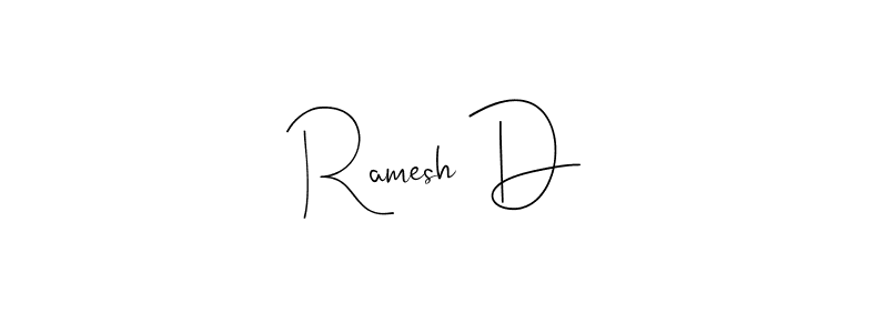How to make Ramesh D name signature. Use Andilay-7BmLP style for creating short signs online. This is the latest handwritten sign. Ramesh D signature style 4 images and pictures png