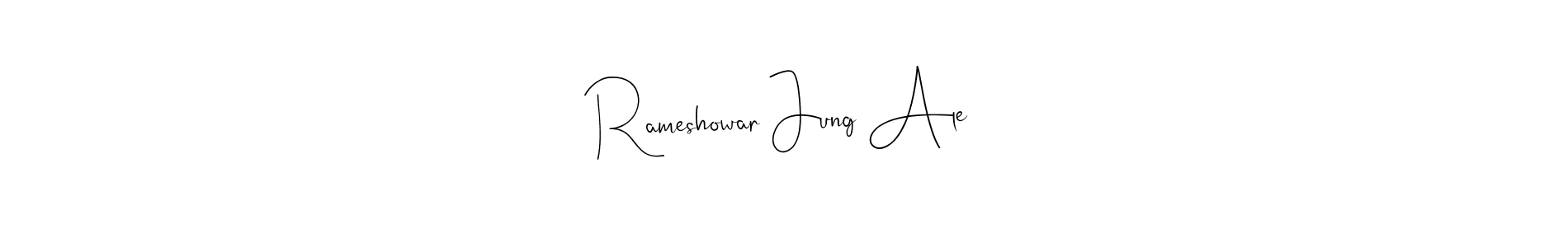 This is the best signature style for the Rameshowar Jung Ale name. Also you like these signature font (Andilay-7BmLP). Mix name signature. Rameshowar Jung Ale signature style 4 images and pictures png