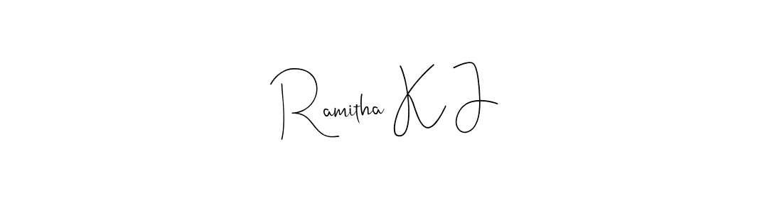 You should practise on your own different ways (Andilay-7BmLP) to write your name (Ramitha K J) in signature. don't let someone else do it for you. Ramitha K J signature style 4 images and pictures png