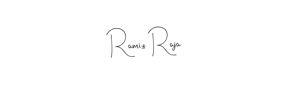 How to make Ramiz Raja name signature. Use Andilay-7BmLP style for creating short signs online. This is the latest handwritten sign. Ramiz Raja signature style 4 images and pictures png