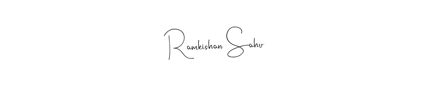 How to make Ramkishan Sahu name signature. Use Andilay-7BmLP style for creating short signs online. This is the latest handwritten sign. Ramkishan Sahu signature style 4 images and pictures png