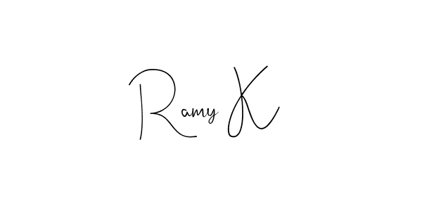 Design your own signature with our free online signature maker. With this signature software, you can create a handwritten (Andilay-7BmLP) signature for name Ramy K. Ramy K signature style 4 images and pictures png