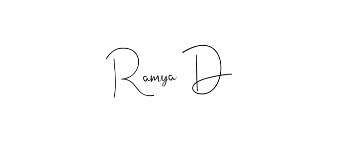 Also we have Ramya D name is the best signature style. Create professional handwritten signature collection using Andilay-7BmLP autograph style. Ramya D signature style 4 images and pictures png