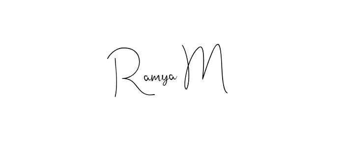 Use a signature maker to create a handwritten signature online. With this signature software, you can design (Andilay-7BmLP) your own signature for name Ramya M. Ramya M signature style 4 images and pictures png