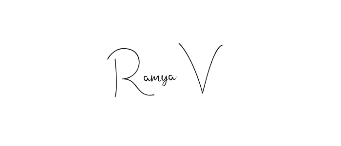 You can use this online signature creator to create a handwritten signature for the name Ramya V. This is the best online autograph maker. Ramya V signature style 4 images and pictures png