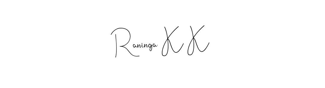 if you are searching for the best signature style for your name Raninga K K. so please give up your signature search. here we have designed multiple signature styles  using Andilay-7BmLP. Raninga K K signature style 4 images and pictures png